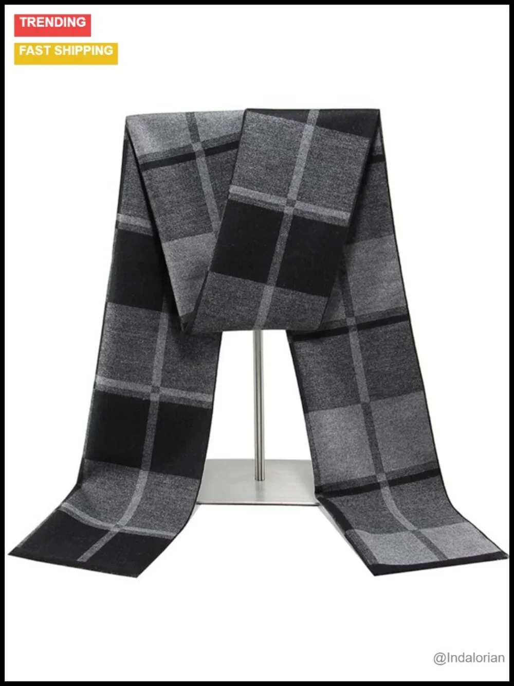 Long Plaid Soft Warm Scarf with Tassel for Men